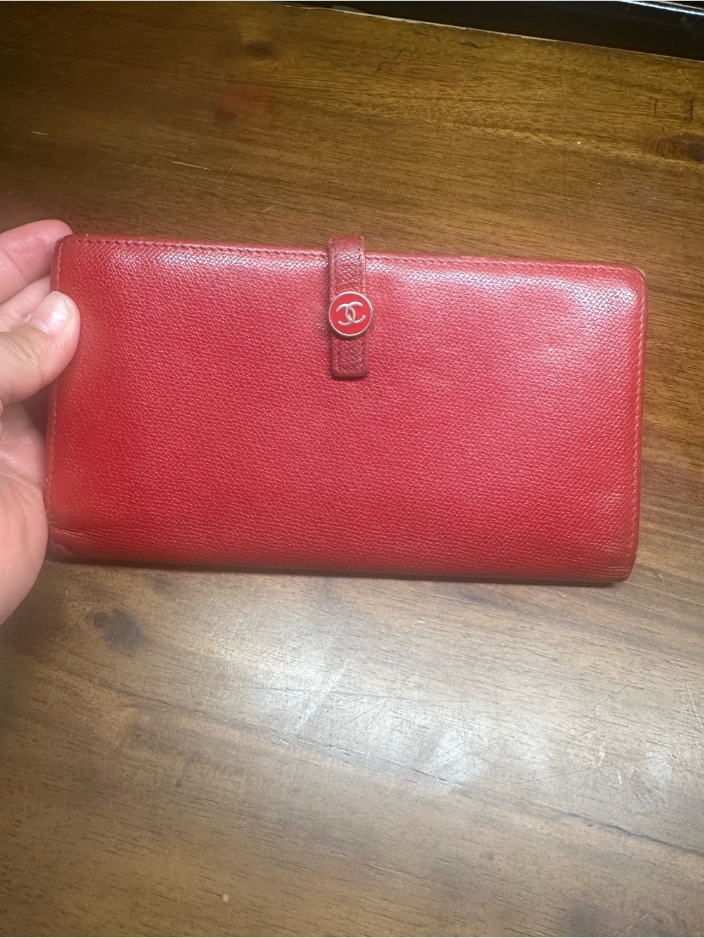 Vintage CHANEL Red Leather Long Snap Wallet